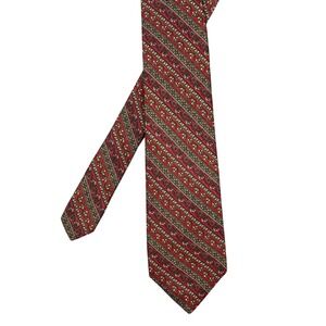 Sturbridge Red Geometric Floral Silk Tie Mens One Size Made in USA Vintage Style